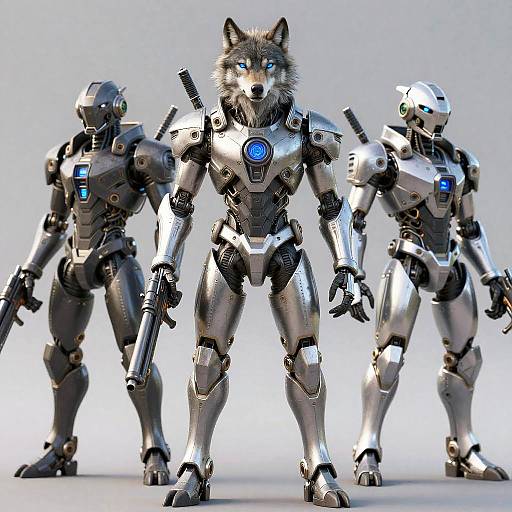 Lone Cybernetic Wolf Warrior with Plasma Rifle