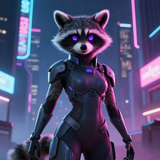 Cyberpunk Female Raccoon Furry Character