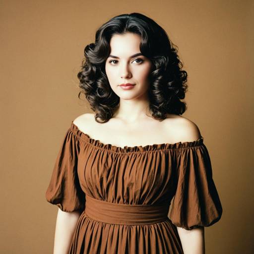 Woman in Vintage Earth Tone Dress