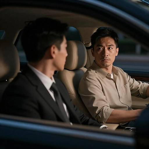 Nighttime Car Conversation between Two Men