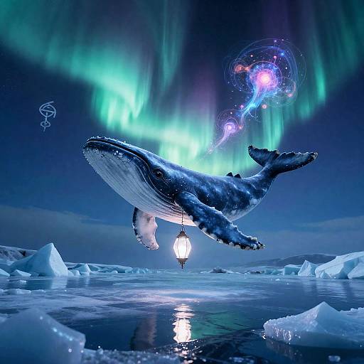 Glacial Whale Spirit with Crystalline Lantern