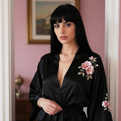 Elegant Woman in Embroidered Robe