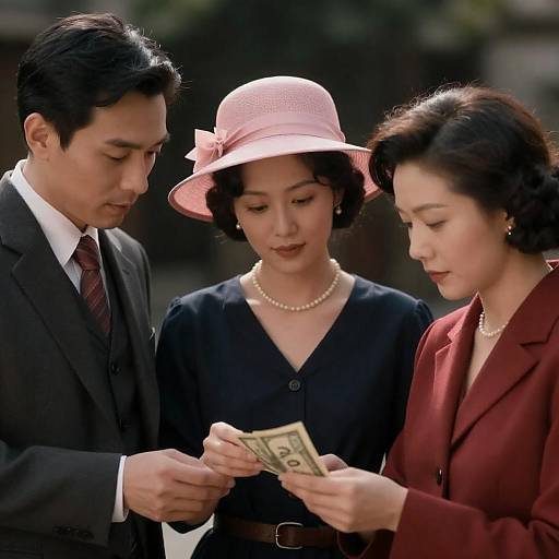 Vintage Portrait of Three Focused Individuals