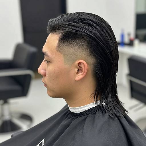 Modern Men's Haircut with Shaved Sides and Long Back