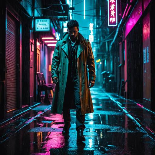 Cyberpunk Detective in Neon Alley