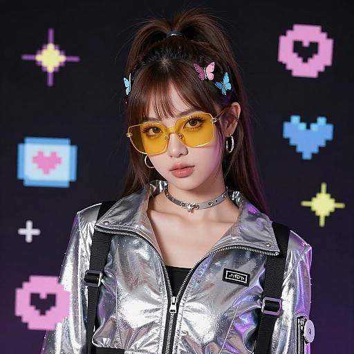 Y2K Asian Girl Retro-Futuristic Portrait