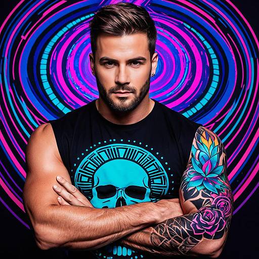 Vibrant Portrait of an EDM Rave Man