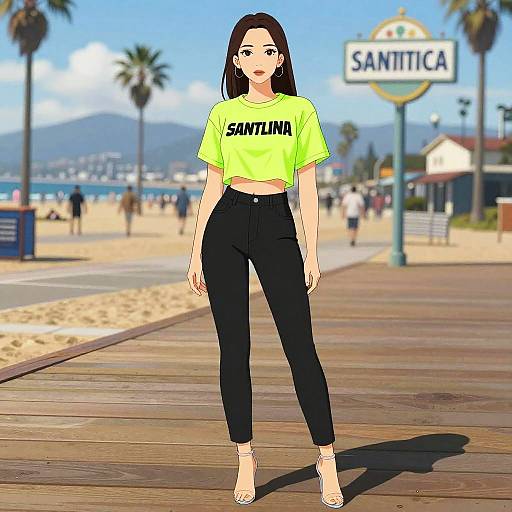 Stylish Woman on Santa Monica Boardwalk