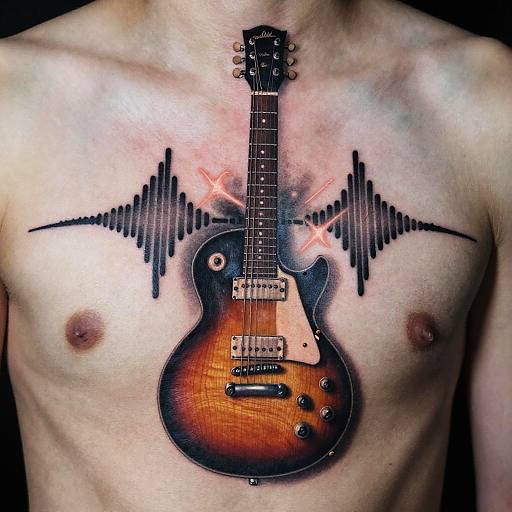 Les Paul Guitar Chest Tattoo
