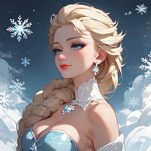 Snow Queen Half-Body Elegant Portrait