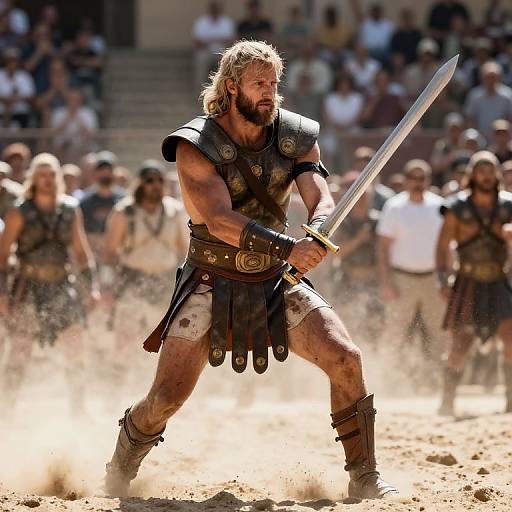 Powerful Gladiator in Sunlit Arena