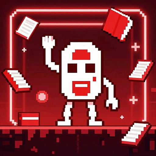 8bit War Machine with Neon Books