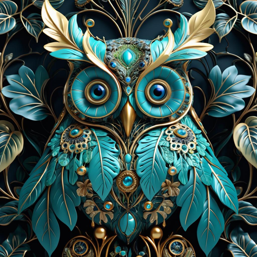 Ultra-Detailed Biomechanical Porcelain Owl Render