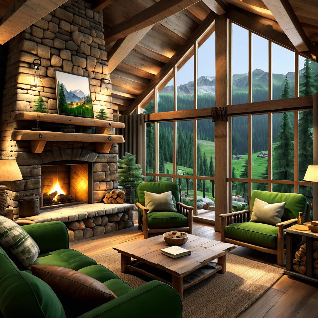 Cozy Rustic Mountain Cabin Render