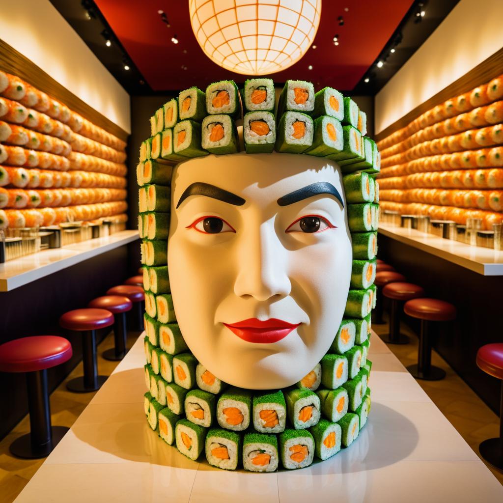 Sushi Sculpture in Upscale Dining Setting