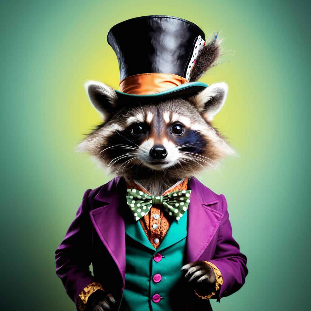 Whimsical Raccoon as The Mad Hatter