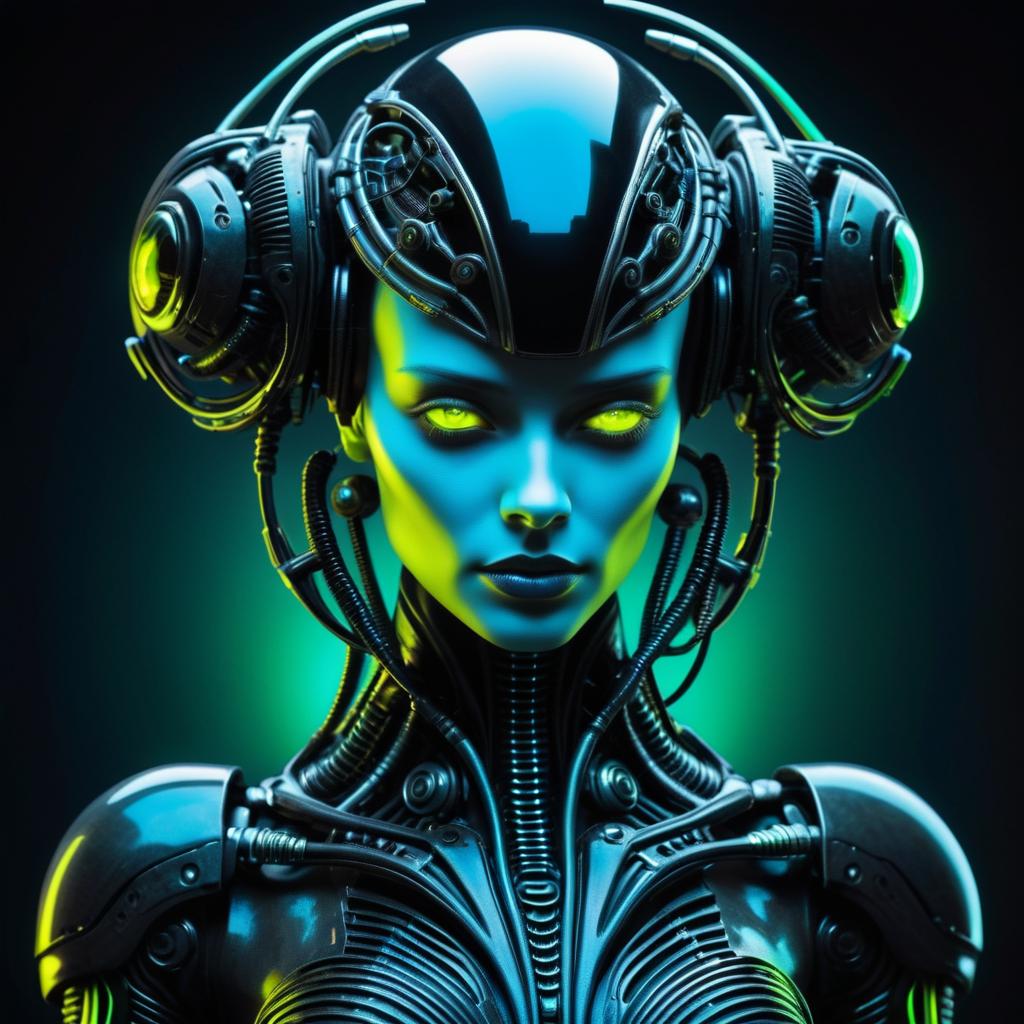 Vintage Cyborg in Neon Futurism