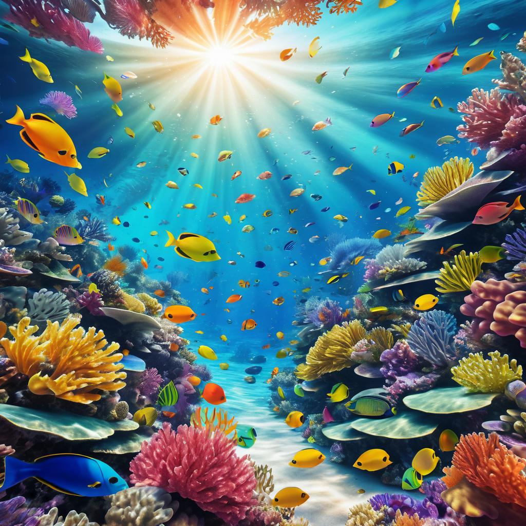 Surreal Underwater Coral Reef Illustration