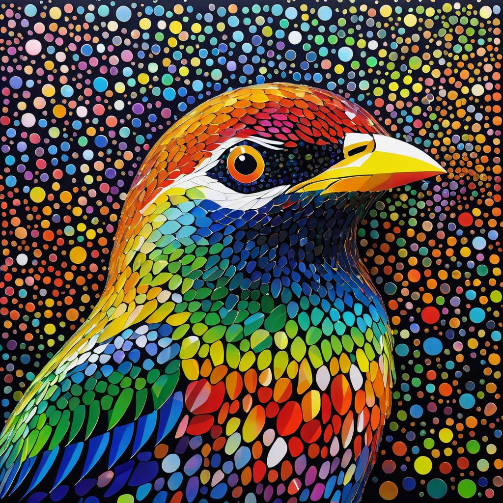 Vibrant Crystal Bird Portrait in Abstract