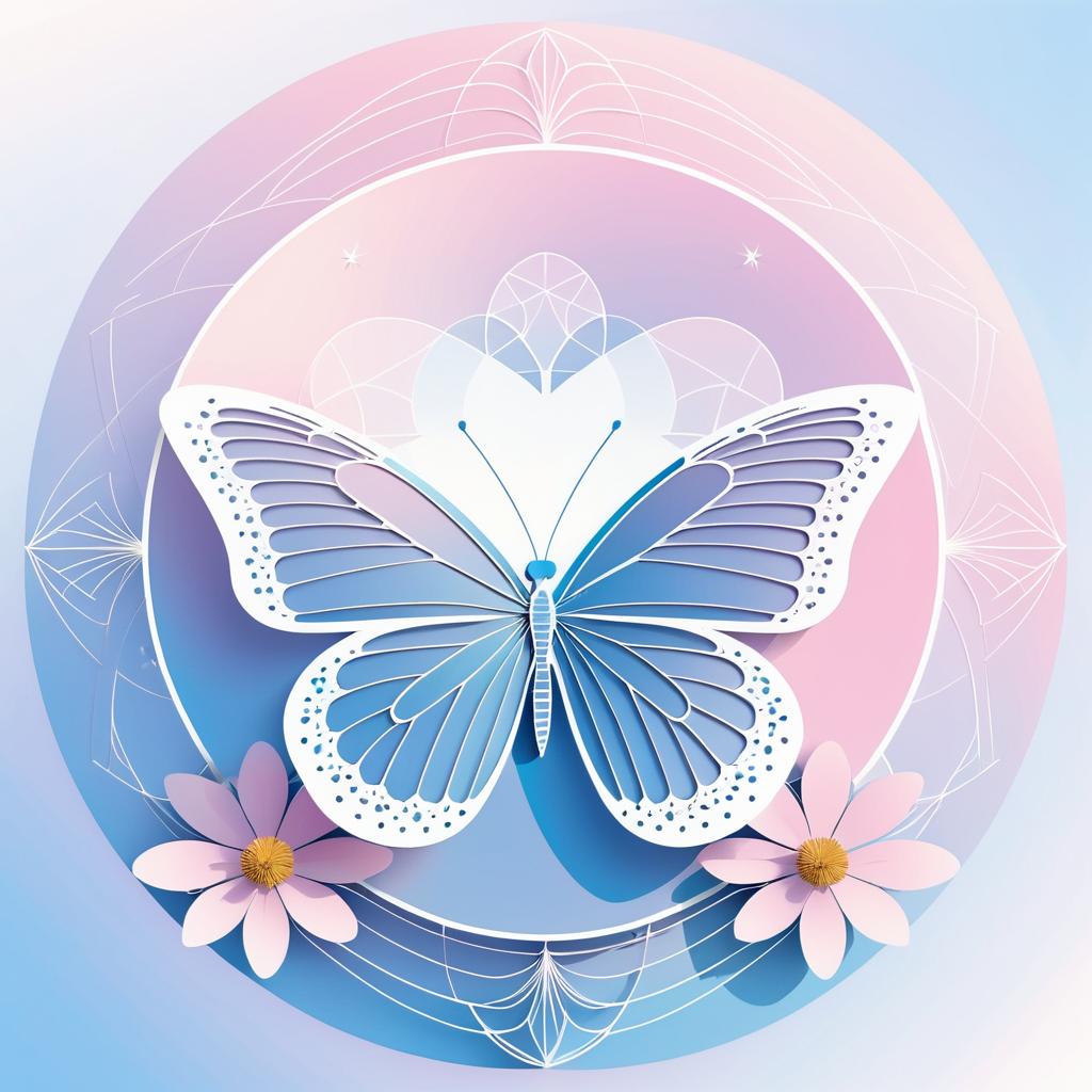 Symmetrical Butterfly and Flower Design