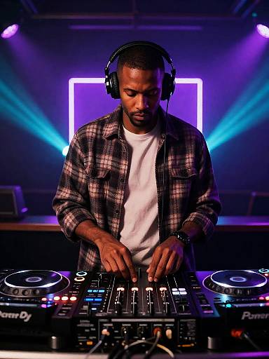 Male DJ Mixing in Nightclub