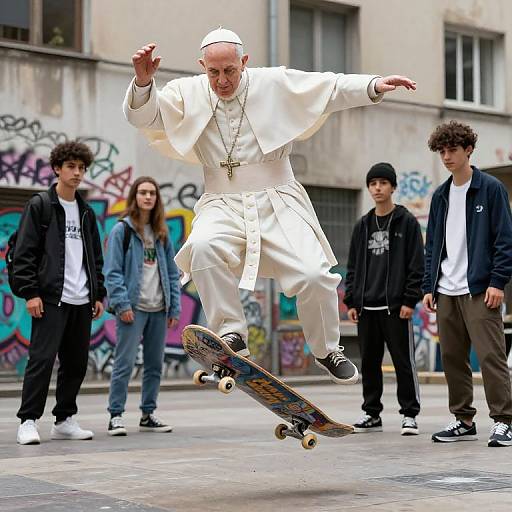 Pope Francis Skateboarding with Teens