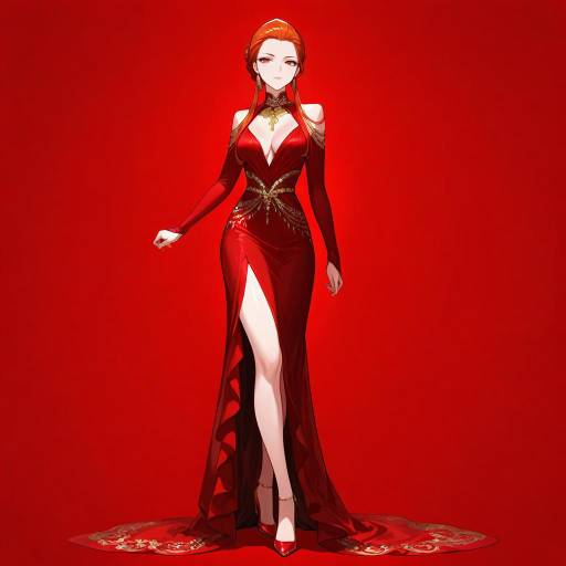 Elegant Redhead in Striking Red Dress Elegant Redhead in Striking Red Dress