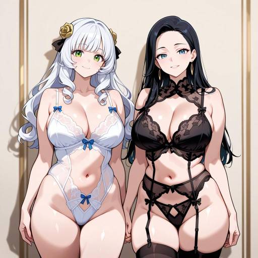 Couple in Black Lingerie on Bed