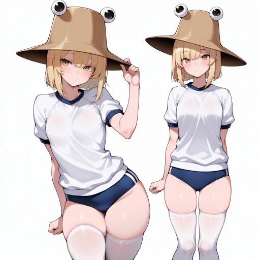 Blonde Girl in Gym Uniform Portraits