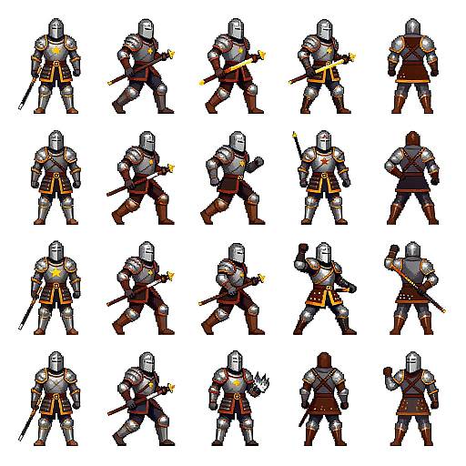 Medieval Warrior Pixel Art Sprite Sheet