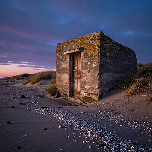 Dusky Shoreline Bunker at Twilight