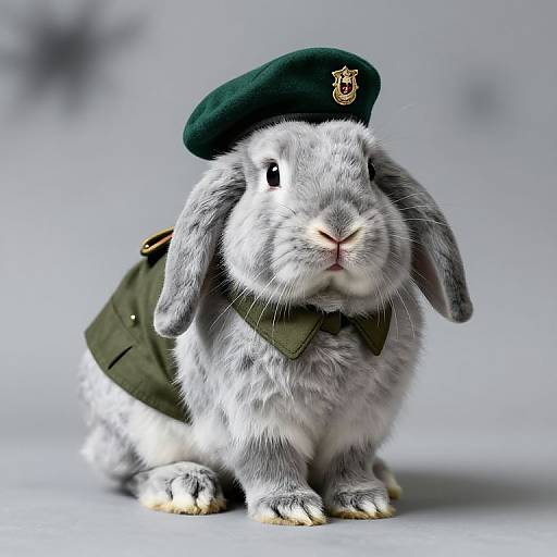 Seal Point Lop Rabbit in Uniform