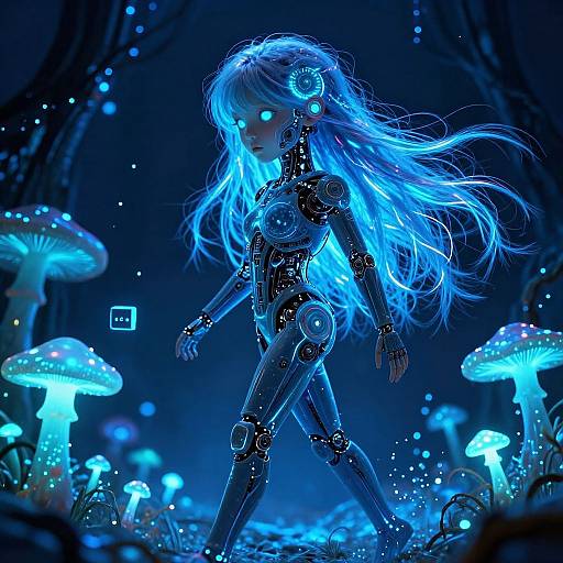 Bioluminescent Cyberpunk Hybrid Portrait