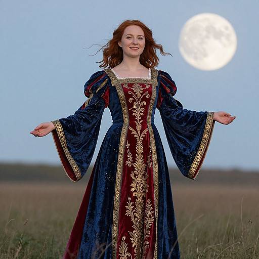 Medieval Royal Woman Under Moonlight