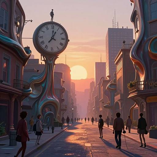 Surreal Dawn in Liquid Metal City