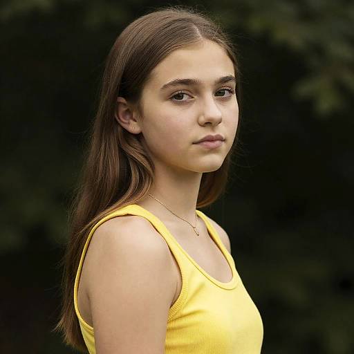 Teenage Girl in Yellow Tank Top Outdoors