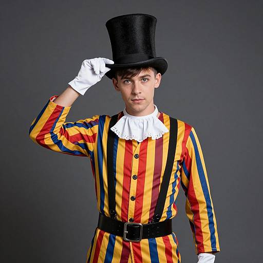Circus-Themed Costume Man in Top Hat