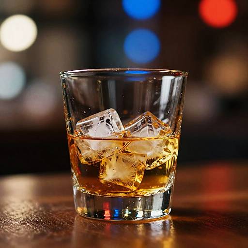 Glass Tumbler with Whiskey and Ice