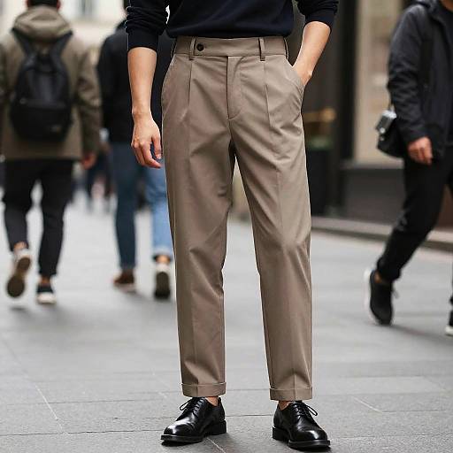 Stylish High-Waisted Trousers in Urban Street