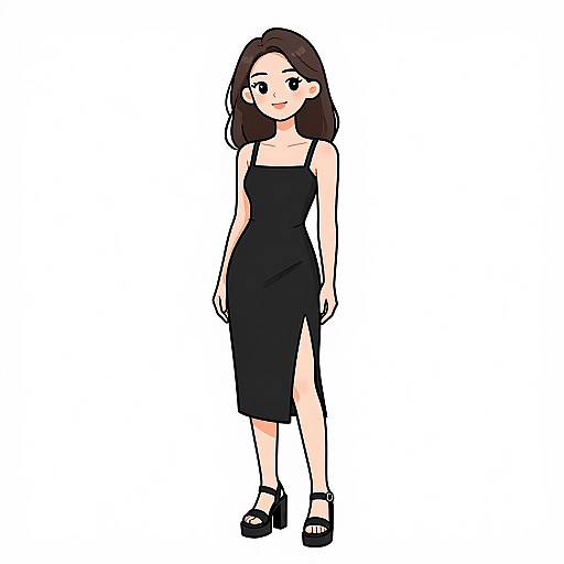 Smiling Woman in Minimalist Black Dress