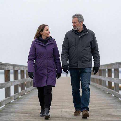 Romantic Stroll on a Wooden Pier