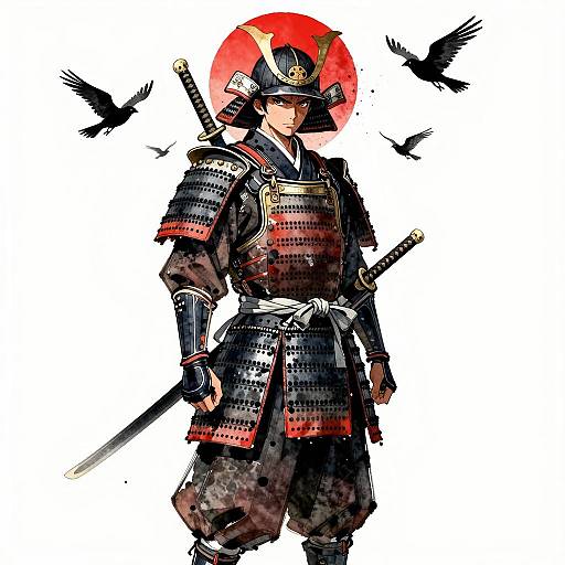 Stoic Samurai Warrior Illustration