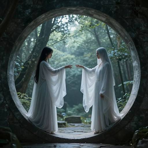 Ethereal Figures Bridging Mystical Worlds