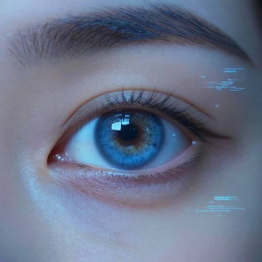 Close-Up Blue VR Eye with Holographics