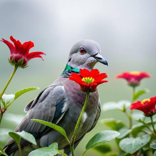 Glowing Dove Amidst Enchanted Flowers