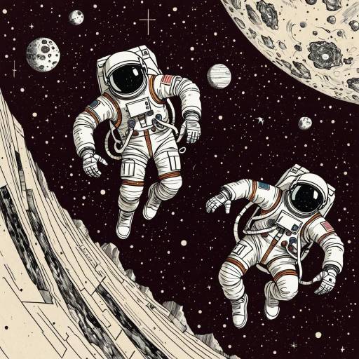 Baroque Style Astronauts in Space Sketch