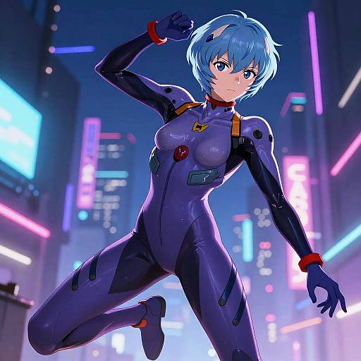 Rei Ayanami Neon Action Pose