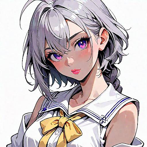 Anime Girl with Long Grey Hair