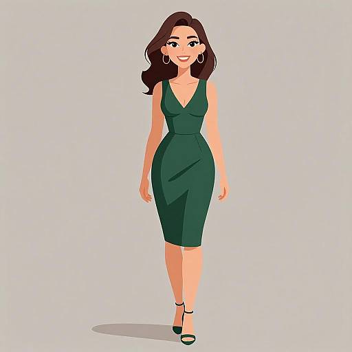 Elegant Smiling Woman in Green Dress