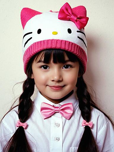 Young Girl in Pink Kitty Outfit